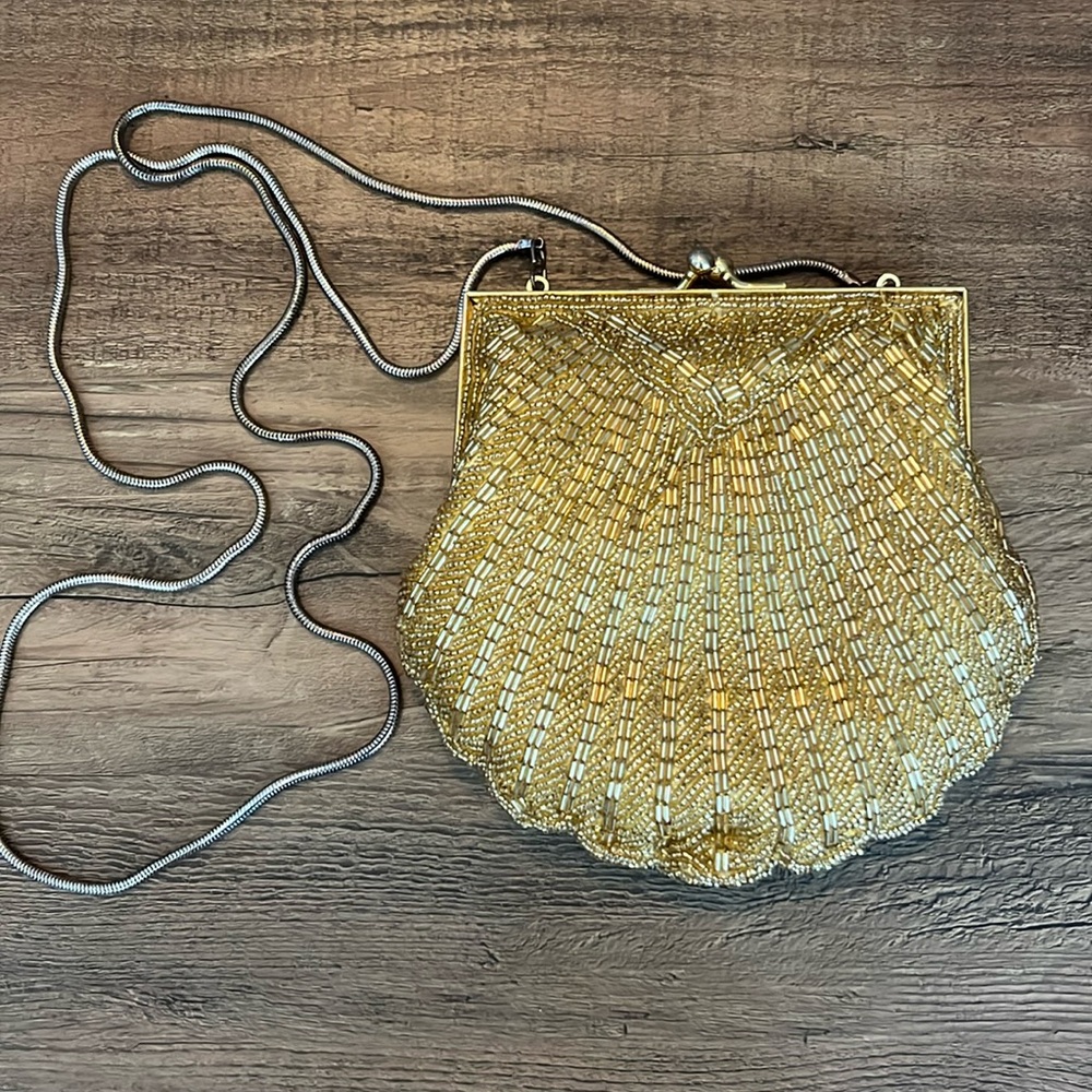 Vintage Gold Beaded Coin Purse